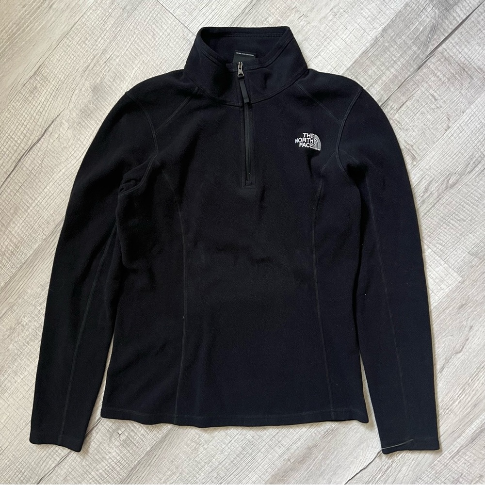 THE NORTH FACE Fleece Quarter Zip Jacket Sweater Size XS Black - Picture 2 of 10